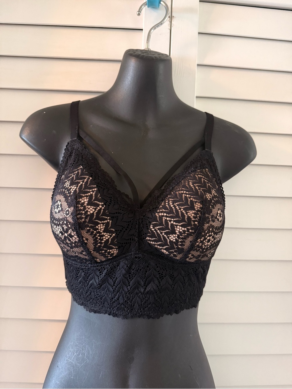 Parfait Mia Black Wire Free Lace Strapy Long Bralette Bra Size 34D - Picture 6 of 13